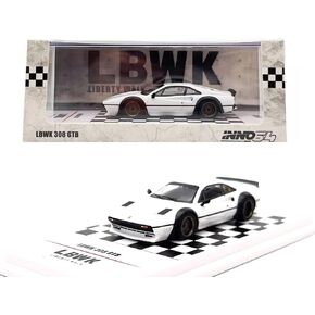 1:64 Scale Diecast Model Car Compatible with Inno64 Liberty Walk LBWK Ferrari 308 GTB White Limited Edition IN64-LBWK308-WHI