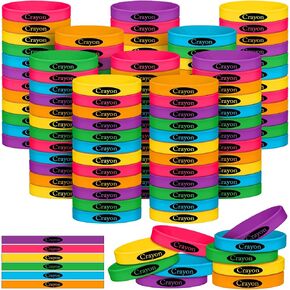 Ecally 120 Pcs Crayon Silicone Bracelets Bulk Crayon Party Favors Back to School Rubber Wristbands for School Day Prizes Exchange Birthday Teacher Gift Graduation Supplies