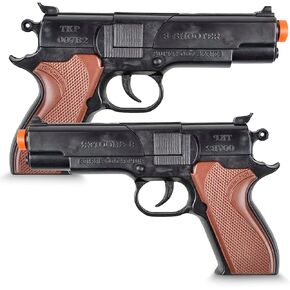 Cap Plastic Pistol Toy Gun for Kids - (2) Pistols per Order - Kid Safe for Action Fun - Birthdays, Holidays, Prizes, Costume Accesory