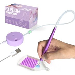Gosikee Metal Electric Vacuum Diamond Pen - Tool Kit with Storage Tray & Hose No Wax Needed, USB Powered Stable Suction for Adult Artists. Long-Lasting Diamond Art Accessories