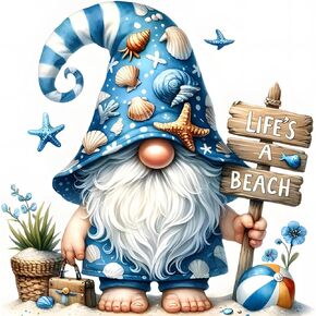 MOGTAA Gnomes Diamond Art Kits for Adults, 5D Full Drill Diamond Painting Kits for Adults Beginner, DIY Beach Round Diamond Dots for Adults, Gem Art Home Wall Decor 12 X 12Inch