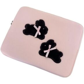 Cute Bowtie Bunny Laptop Sleeve Puffy Protective Notebook Case for 11-15 Inch Tablet Bag Cutecore Laptop Cover for Women (15-15.6 Inch,Black)