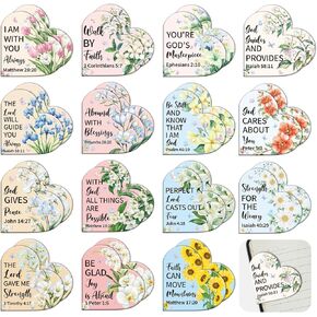 Bible Christian Magnetic Bookmark for Women - Wxiben 30 Pcs Religious Floral Heart Bookmarks Inspirational Flower Book Marks Page Magnets Marker Clip for Women Church Book Lovers Student Teacher Gift