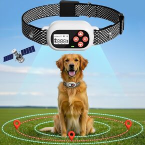 GPS Wireless Electric Dog Fence System Pet Collar for Dogs with 3 Warning Modes Radius 25-999 Yards Waterproof & Rechargeable Receiver Containment Outdoor