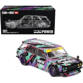 Diecast Collectibles Model Car Compatible with Kaido House 1:64 Datsun KAIDO 510 Wagon HKS V1 Oil Splash Pattern Limited Edition KHMG144