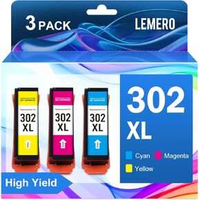 LEMERO Remanufactured Ink Cartridge Replacement for Epson 302XL 302 XL T302XL to use with Expression Premium XP-6100 XP 6100 XP-6000 302xl Ink cartridges Multipack