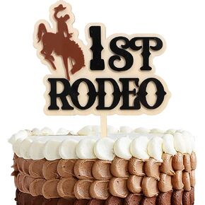1st Rodeo Cake Topper - Wooden & Acrylic Birthday Decor, My First Rodeo Western Theme Cake Topper for 1st Birthday, Baby Shower, Smash Cake Photo Prop, How the West Was One (Cowboy Party)