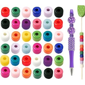 Focal Beads for Pens (Acrylic, Mixed Color, Stars, 200 Pcs) - Beads Spacers DIY Handicraft Accessories - for Beadable Pens, Phone Straps, Keychains, Beaded Stuffs