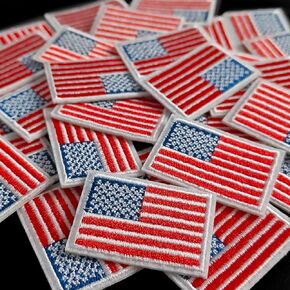 30pcs Small American Flag Patches, Embroidered American Flag Iron on Patches for Clothing Jacket Backpacks Hat and More, Grey