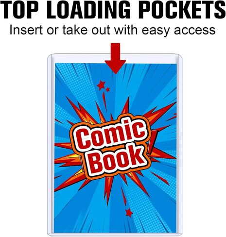 10pcs الكتاب الهزلي Toploader ، أكمام صلبة PVC المتميزة للكوميديا الحالية/الفضية ، 7.6x11 بوصة حماية واضحة ، لعرض وتخزين الكتاب الهزلي Top Loader (10) in Kuwait