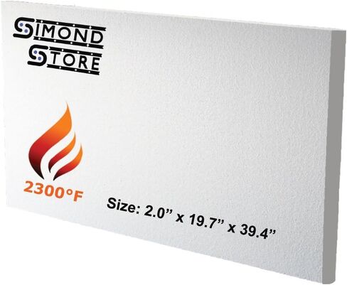 Simond Store Simond Ceramic Fiber Board Insulation - 2300F تصنيف - 2 "× 19.7" × 39.4 " - لوحة عزل مقاومة للحريق للموقد الخشبي ، الفرن ، فورج ، الخيل ، الغلايات ، الفرن ، درع حرارة الموقد - حزمة 1 in Kuwait