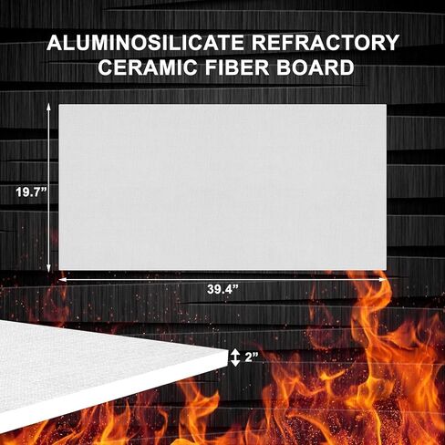 Simond Store Simond Ceramic Fiber Board Insulation - 2300F تصنيف - 2 "× 19.7" × 39.4 " - لوحة عزل مقاومة للحريق للموقد الخشبي ، الفرن ، فورج ، الخيل ، الغلايات ، الفرن ، درع حرارة الموقد - حزمة 1 in Kuwait