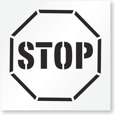 SmartSign 24 x 24 inches Stop Reusable Stencil in Bold Lettering with 18" Octagonal Border, 63 Mil Plastic, Easy to Wash, for Warehouses, Industrial Parks, Construction Sites, Parking Lots, USA Made in Saudi Arabia