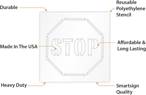 SmartSign 24 x 24 inches Stop Reusable Stencil in Bold Lettering with 18" Octagonal Border, 63 Mil Plastic, Easy to Wash, for Warehouses, Industrial Parks, Construction Sites, Parking Lots, USA Made in Saudi Arabia