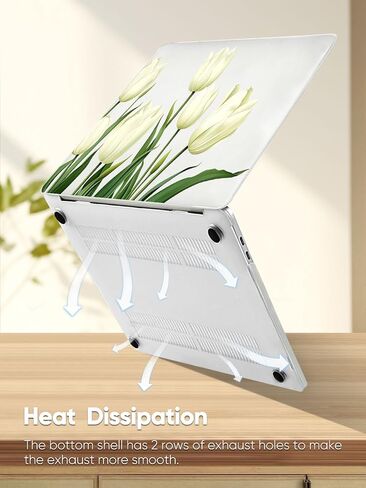Seorsok متوافق مع MacBook Air 13 Inch Case 2022 2021 2020-2018 إطلاق A1932 A2179 M1 A2337 ، حالة بلاستيكية زهرة زهرة زهرة زهرة بيضاء أنيقة مع غطاء مفتاح شفاف ، واضحة بلورية واضحة in Kuwait
