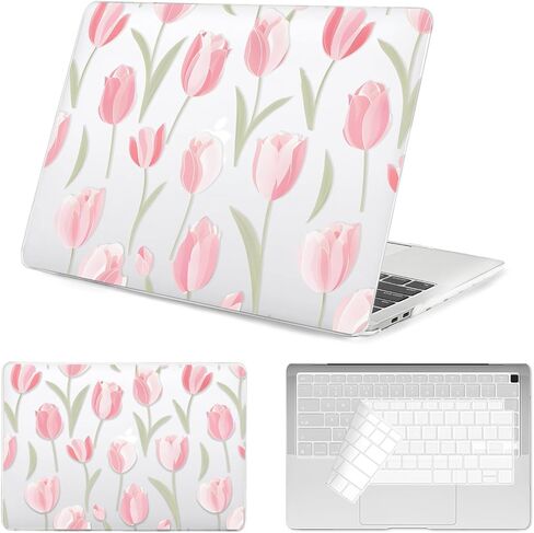Seorsok متوافق مع MacBook Air 13 Inch Case 2022 2021 2020-2018 إطلاق A1932 A2179 M1 A2337 ، حالة بلاستيكية زهرة زهرة زهرة زهرة بيضاء أنيقة مع غطاء مفتاح شفاف ، واضحة بلورية واضحة in Kuwait