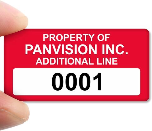 Custom Asset Labels with Sequential Numbering | 0.75" x 1.5" 100% Aluminum Foil Tags with High-Bond Acrylic Adhesive, Pack of 100, Made in USA in Saudi Arabia