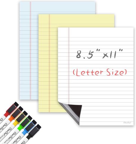 لوحة محو جاف مغناطيسي - 8.5 "x11" ورقة دفتر محو جافة قابلة لإعادة الاستخدام للثلاجة - 6 علامات محو جافة مشمولة in Kuwait