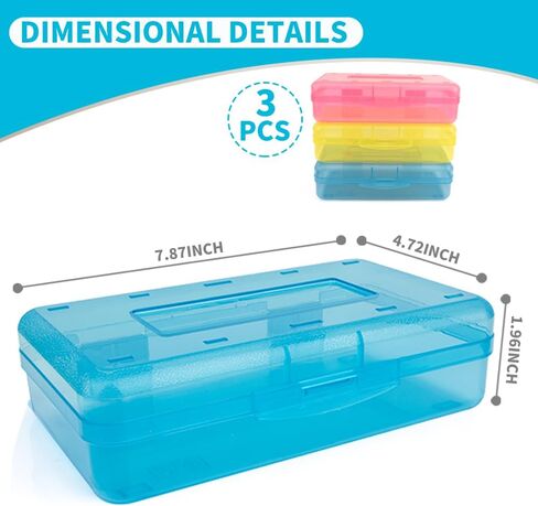 علبة قلم رصاص من 3 ، بلاستيك كبير بلاستيك صفراء صفراء صفراء اللون الأزرق الشفافة مع اللوازم اللوازم القلم القلم المذهلة قلم. in Kuwait