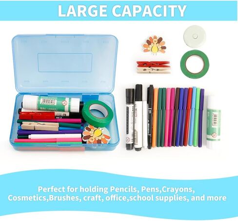 علبة قلم رصاص من 3 ، بلاستيك كبير بلاستيك صفراء صفراء صفراء اللون الأزرق الشفافة مع اللوازم اللوازم القلم القلم المذهلة قلم. in Kuwait