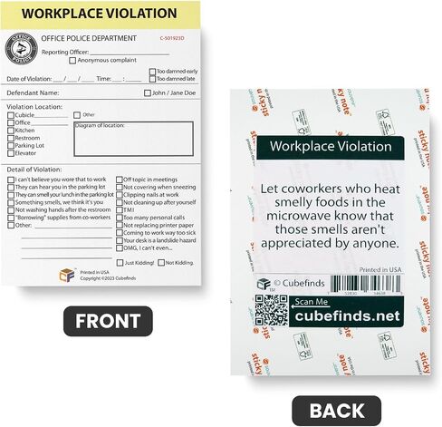 Cubefinds Office Office Workplace Conting إشعار بلمسة من الفكاهة ، رسالة شرطة مضحكة في مكان العمل لزملاء العمل وجيران المقصورة ، المفكرة اللزجة ذاتية ، 4 × 6 بوصات ، 50 ورقة in Saudi Arabia