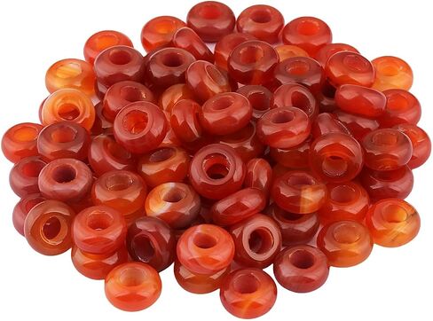 SUNYIK Assorted Crystal Stones Large Hole (6mm) Rondelle European Beads Fits Bracelet, Pack of 25, Amethyst/Rose Quartz/Green Aventurine/Carnelian/Black Agate in Saudi Arabia