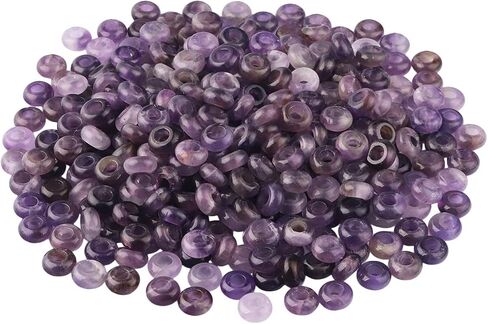 SUNYIK Assorted Crystal Stones Large Hole (6mm) Rondelle European Beads Fits Bracelet, Pack of 25, Amethyst/Rose Quartz/Green Aventurine/Carnelian/Black Agate in Saudi Arabia