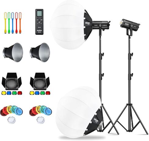 Godox 2 Pack SL-60II bi 120W CRI95+ Bi-Color Continuous Output Lighting LED Video Light Bowens Mount Kit for YouTube, Video, Studio, Children Photography, Wedding Shooting with Softbox, Light Stand in Saudi Arabia
