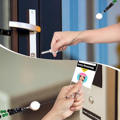 Yiflin Natural Stone Crystal Lanyard with ID Badges for Keys, Retractable Teacher Neck Strap with PU Card Holder, Handicrafts for Women (Light Amethyst) in Kuwait