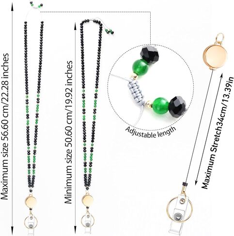 Yiflin Natural Stone Crystal Lanyard with ID Badges for Keys, Retractable Teacher Neck Strap with PU Card Holder, Handicrafts for Women (Light Amethyst) in Kuwait