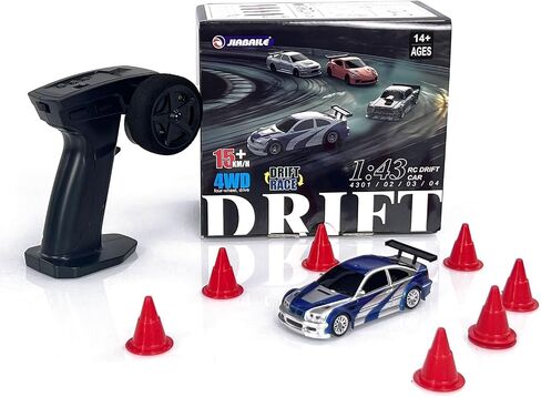 1/43 Scale Mini Storms Drift Car ، Mini Drift RC Car للمكتب 2.4 جرام كامل RC Electric Mini Racing Drift Model مع مجموعة الأضواء (RTR Versio/Silver) in Saudi Arabia