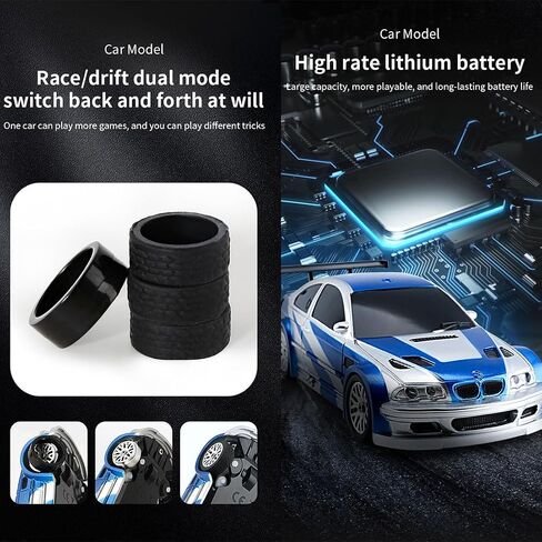 1/43 Scale Mini Storms Drift Car ، Mini Drift RC Car للمكتب 2.4 جرام كامل RC Electric Mini Racing Drift Model مع مجموعة الأضواء (RTR Versio/Silver) in Saudi Arabia