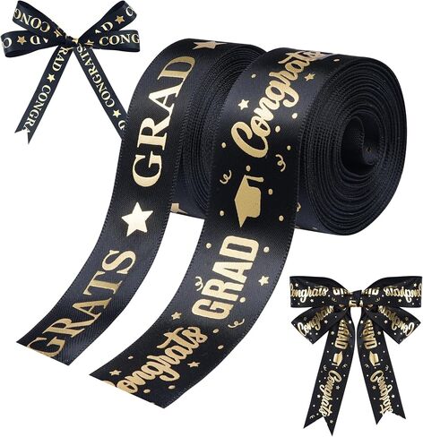 jiebor Graduation Ribbon Class of 2025 Ribbon for Graduation Gift Wrapping Party Decoration Hair Bows Making Craft Sewing 10 Yards (Black) in Saudi Arabia