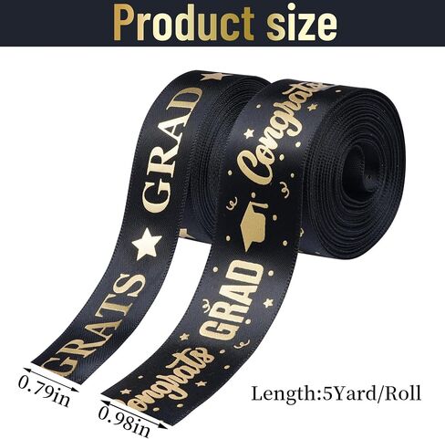 jiebor Graduation Ribbon Class of 2025 Ribbon for Graduation Gift Wrapping Party Decoration Hair Bows Making Craft Sewing 10 Yards (Black) in Saudi Arabia