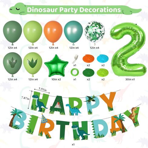 Amandir Dinosaur 3rd Birthday Party Decorations for Boys Girl, Foil Green Star Number 3 Dinosaur Balloons with Happy Birthday Banner Hanging Swirls for Three Rex Dino Baby Shower Kids Party Supplies in Saudi Arabia