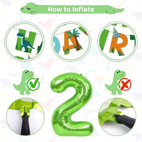 Amandir Dinosaur 3rd Birthday Party Decorations for Boys Girl, Foil Green Star Number 3 Dinosaur Balloons with Happy Birthday Banner Hanging Swirls for Three Rex Dino Baby Shower Kids Party Supplies in Saudi Arabia