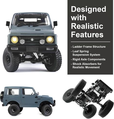 WPL JAPAN RC Crawler 1/10 SUZUKI JIMNY (JA11) - زاحف صخور في الهواء الطلق 4WD مع البطارية والتحكم عن بعد وعلامة متوافقة (الزيتون) in Saudi Arabia