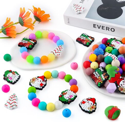 9Pcs 3D Christmas Hats Silicone Beads for Pens, Silicone Focal Beads for Keychain Making Bracelet Necklace Making DIY Craft in Saudi Arabia