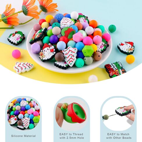 9Pcs 3D Christmas Hats Silicone Beads for Pens, Silicone Focal Beads for Keychain Making Bracelet Necklace Making DIY Craft in Saudi Arabia