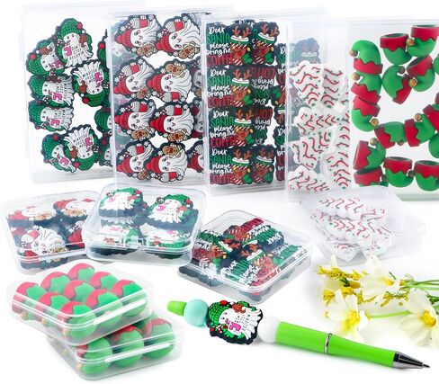 9Pcs 3D Christmas Hats Silicone Beads for Pens, Silicone Focal Beads for Keychain Making Bracelet Necklace Making DIY Craft in Saudi Arabia