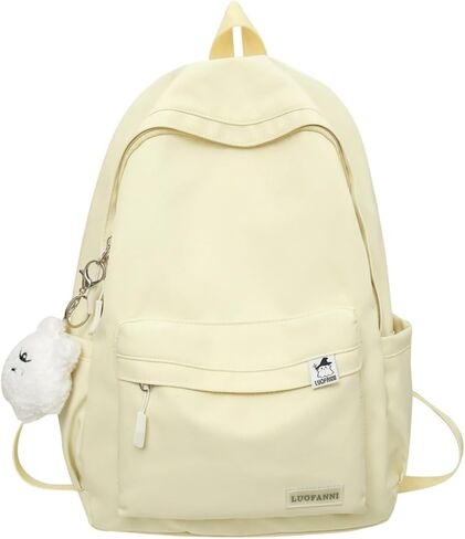 Kawaii Backpack with Cute Accessories Aesthetic 15.6 Inch Laptop Backpack Plush Pendant (Yellow) in Kuwait