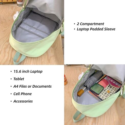 Kawaii Backpack with Cute Accessories Aesthetic 15.6 Inch Laptop Backpack Plush Pendant (Yellow) in Kuwait
