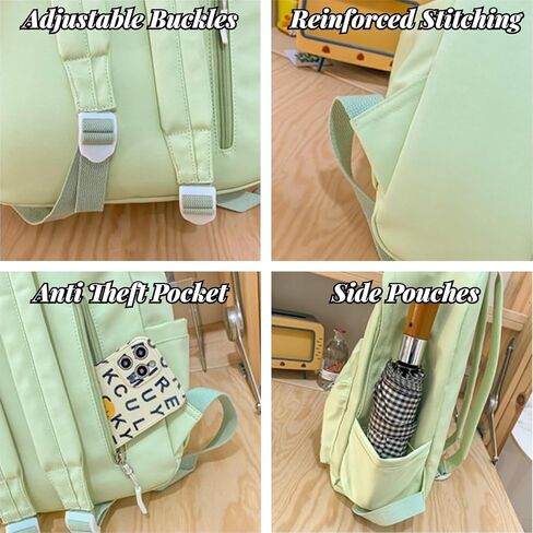 Kawaii Backpack with Cute Accessories Aesthetic 15.6 Inch Laptop Backpack Plush Pendant (Yellow) in Kuwait