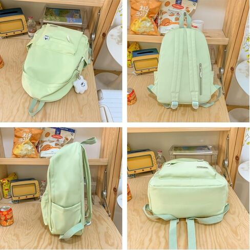 Kawaii Backpack with Cute Accessories Aesthetic 15.6 Inch Laptop Backpack Plush Pendant (Yellow) in Kuwait