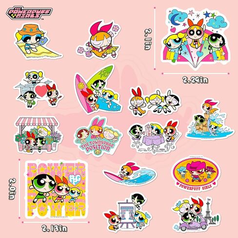 مجموعة ملصقات Powerpuff Girls مكونة من 50 ملصقًا لطيفًا من الفينيل المقاوم للماء in Kuwait