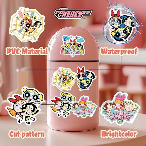 مجموعة ملصقات Powerpuff Girls مكونة من 50 ملصقًا لطيفًا من الفينيل المقاوم للماء in Kuwait