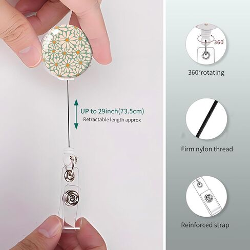 2 Pack Retractable Badge Holders with Clip, Cute ID Card Reels for Nurse, Doctor, Office Worker, Teacher(Green Floral) in Kuwait