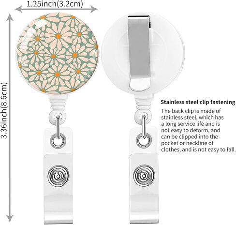 2 Pack Retractable Badge Holders with Clip, Cute ID Card Reels for Nurse, Doctor, Office Worker, Teacher(Green Floral) in Kuwait