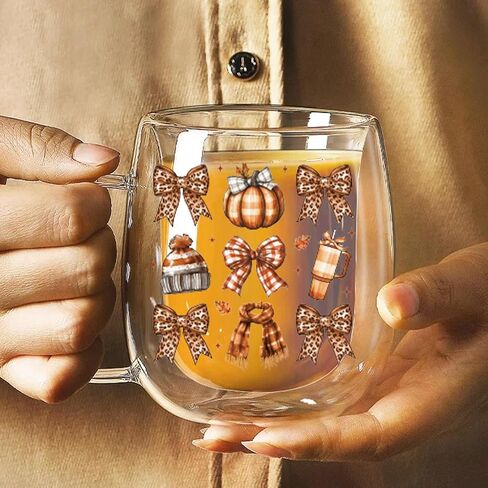 UV DTF Cup Wrap Transfer Stickers: 20 Pcs Fall Vibes Uvdtf Cup Wraps for 16 oz Glass, Pumpkin Season Transfer Stickers, Autumn Bow UV DTF Decals Waterproof Rub On Transfers for Women Girls DIY Crafts in Saudi Arabia