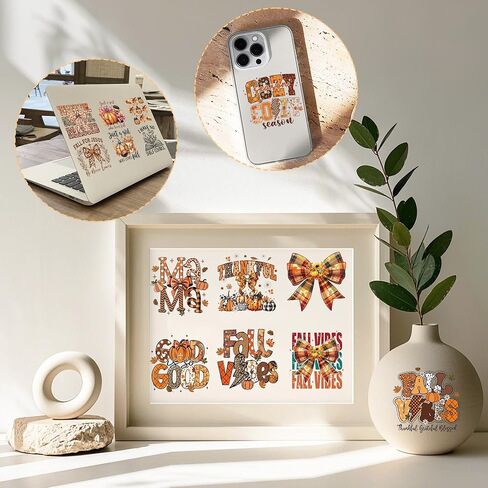 UV DTF Cup Wrap Transfer Stickers: 20 Pcs Fall Vibes Uvdtf Cup Wraps for 16 oz Glass, Pumpkin Season Transfer Stickers, Autumn Bow UV DTF Decals Waterproof Rub On Transfers for Women Girls DIY Crafts in Saudi Arabia